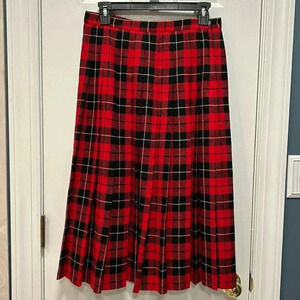 Pendleton Red and Black Plaid Midi Skirt